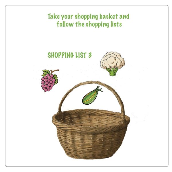 image explainig what children should do in the "Let's go tshopping at the local market activity