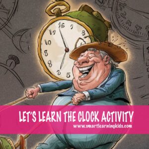 An image depicting a colorful and engaging educational scene with illustrations of clocks, playful characters, and learning materials, inviting children to explore and understand the concept of time.