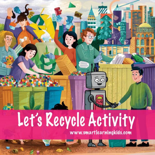 Image of people recycling different types of waste